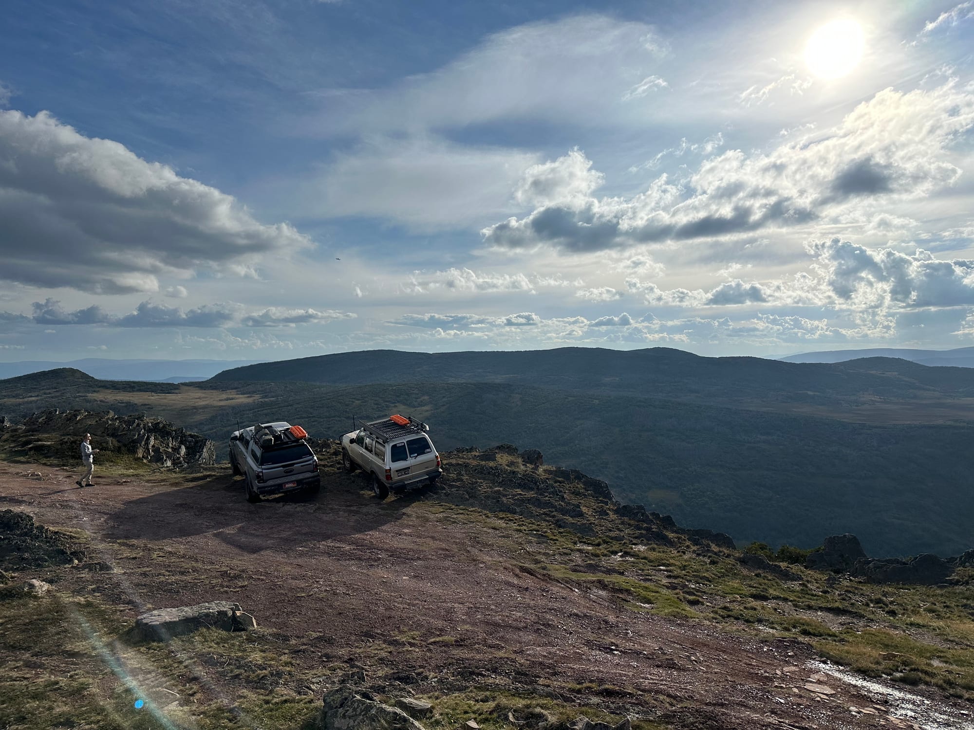 A Land Cruiser at a high lookout on Mount Wellington, near Licola in the Victorian high country